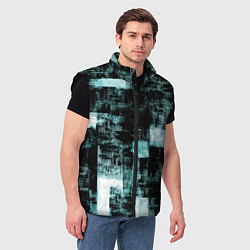 Мужской жилет Абстракт голубой на чёрном, цвет: 3D-черный — фото 2