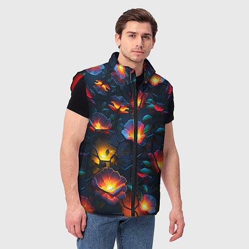 Мужской жилет Светящиеся цветы / 3D-Красный – фото 3