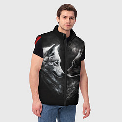 Мужской жилет Пара волков - белый и черный, цвет: 3D-красный — фото 2