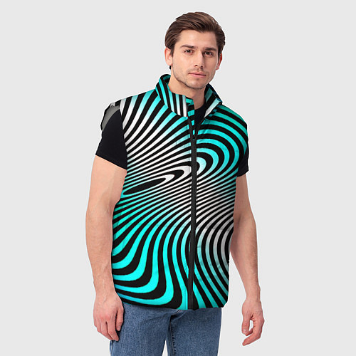 Мужской жилет Оптические волны психоделика / 3D-Светло-серый – фото 3