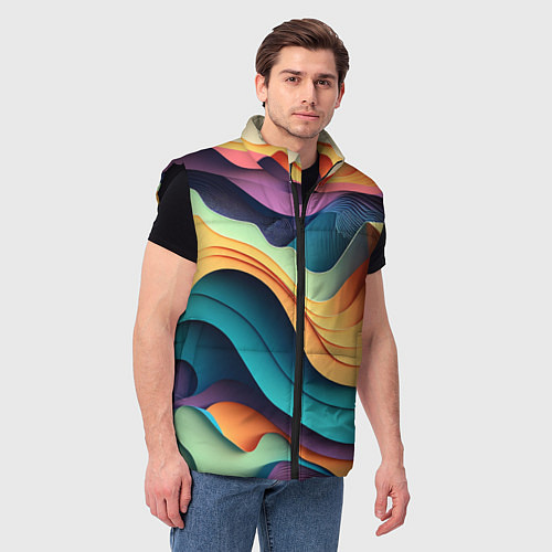 Мужской жилет Цветной рельеф / 3D-Черный – фото 3