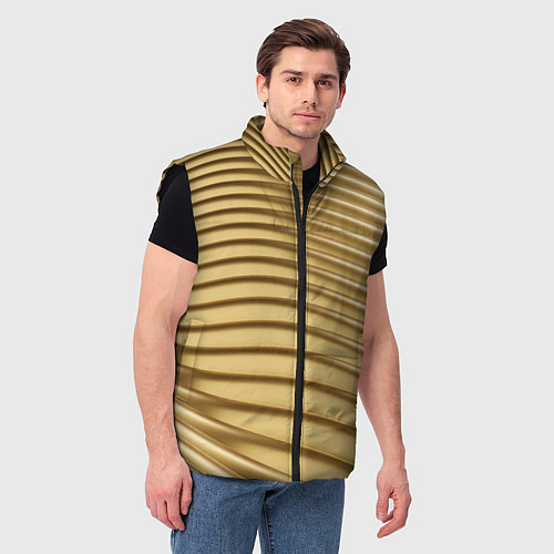 Мужской жилет Золотой волнистый фон / 3D-Черный – фото 3