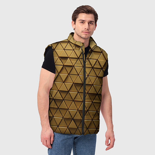 Мужской жилет Золотые треугольники / 3D-Черный – фото 3