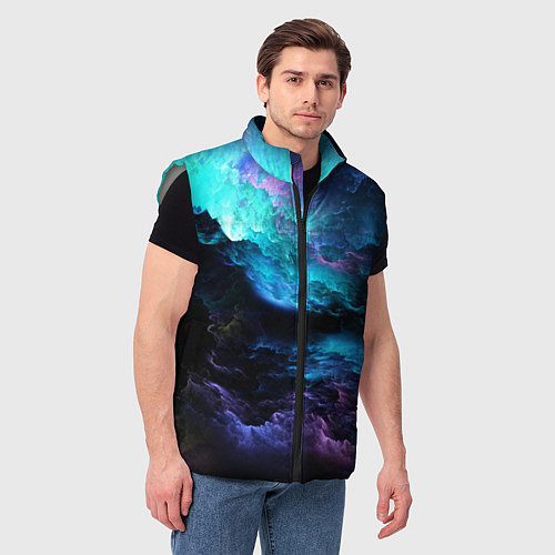Мужской жилет Горы, небо / 3D-Светло-серый – фото 3