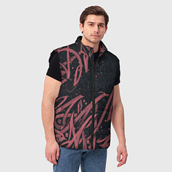 Мужской жилет Бордовое граффити, цвет: 3D-черный — фото 2