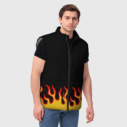 Мужской жилет Горящее пламя / 3D-Светло-серый – фото 3