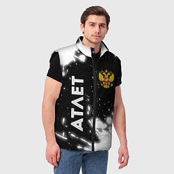 Мужской жилет Атлет из России и герб РФ: надпись, символ, цвет: 3D-черный — фото 2