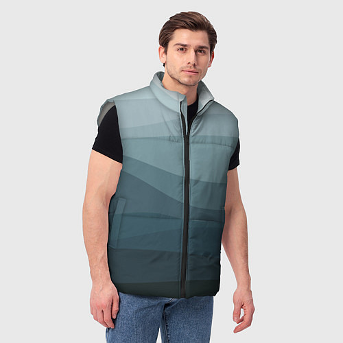 Мужской жилет Бирюзовые волны / 3D-Светло-серый – фото 3