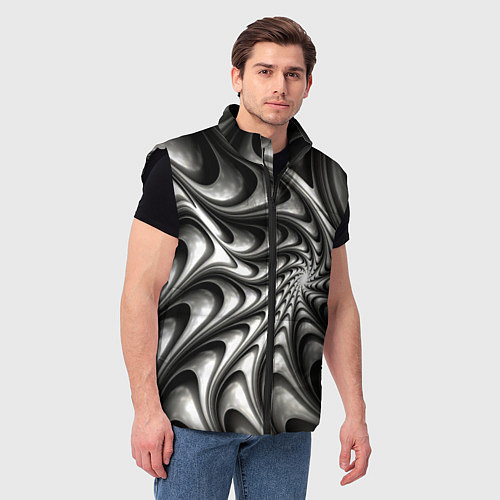 Мужской жилет Abstract fractal grey / 3D-Черный – фото 3