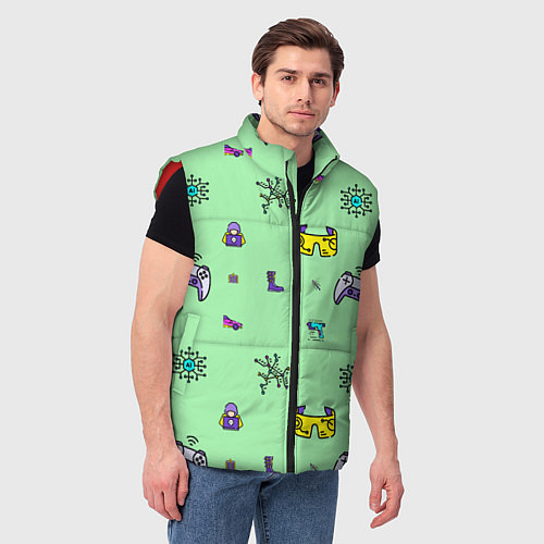 Мужской жилет Паттерн - геймер / 3D-Красный – фото 3