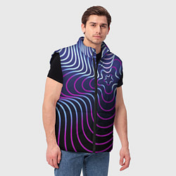 Мужской жилет Динамичная неоновая спираль, цвет: 3D-черный — фото 2