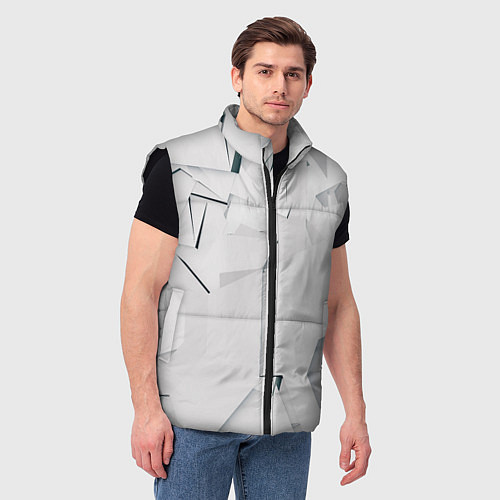 Мужской жилет Абстрактные разные белые и серые фигуры / 3D-Черный – фото 3