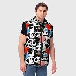 Мужской жилет Панды с сердечками, цвет: 3D-черный — фото 2