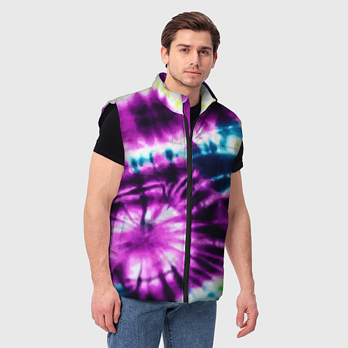 Мужской жилет Тай дай фиолетовый узор / 3D-Черный – фото 3