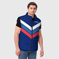 Мужской жилет Полосы - триколор Россия: темно-синий, цвет: 3D-черный — фото 2