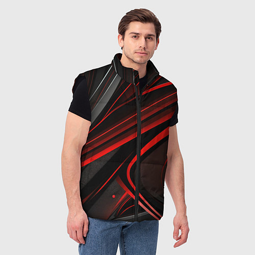 Мужской жилет Black and red abstract / 3D-Черный – фото 3