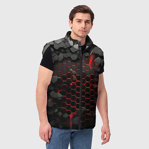 Мужской жилет Взрыв объемных плит / 3D-Светло-серый – фото 3