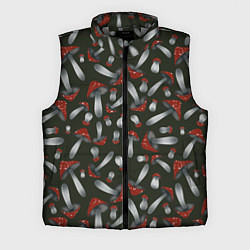 Мужской жилет Мухоморы - паттерн, цвет: 3D-светло-серый
