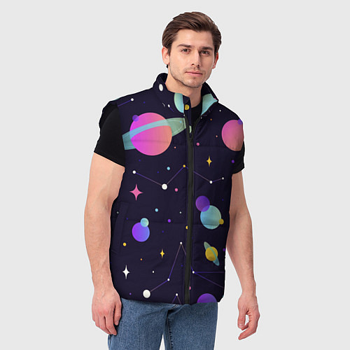 Мужской жилет Разнообразие галактики / 3D-Черный – фото 3