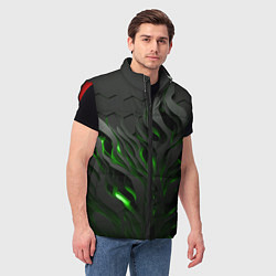 Мужской жилет Объемные черные и зеленые линии, цвет: 3D-красный — фото 2