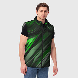 Мужской жилет Green black abstract, цвет: 3D-светло-серый — фото 2