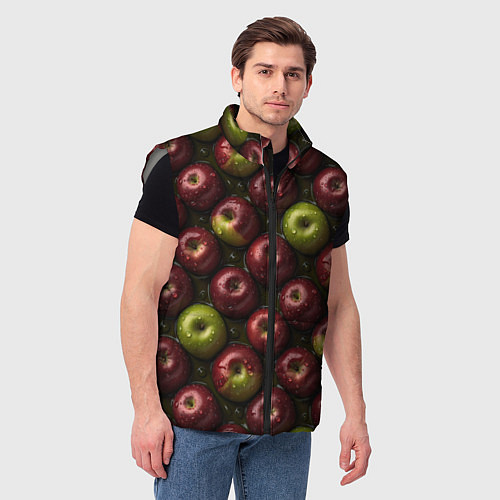 Мужской жилет Сочная текстура из яблок / 3D-Светло-серый – фото 3