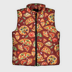 Мужской жилет Кусочки пиццы ассорти - акварельный паттерн, цвет: 3D-красный