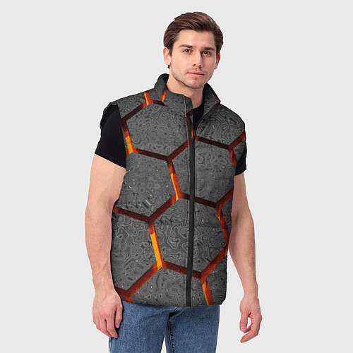 Мужской жилет Металлические плиты и лава / 3D-Черный – фото 3