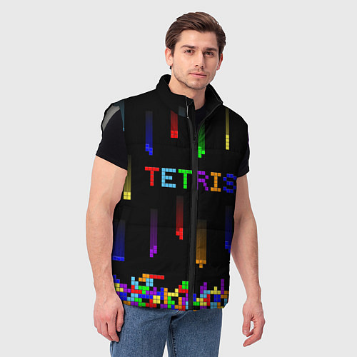 Мужской жилет Falling blocks tetris / 3D-Светло-серый – фото 3