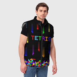 Мужской жилет Falling blocks tetris, цвет: 3D-светло-серый — фото 2