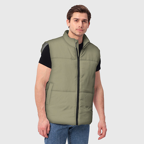 Мужской жилет Зеленый тренд без принта / 3D-Светло-серый – фото 3
