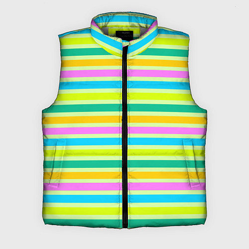 Мужской жилет Желто-зеленый полосатый узор / 3D-Светло-серый – фото 1