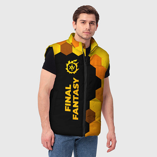 Мужской жилет Final Fantasy - gold gradient: по-вертикали / 3D-Черный – фото 3
