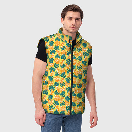 Мужской жилет Летний паттерн с апельсинами / 3D-Черный – фото 3