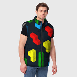 Мужской жилет Крупные фигуры из игры Тетрис, цвет: 3D-светло-серый — фото 2