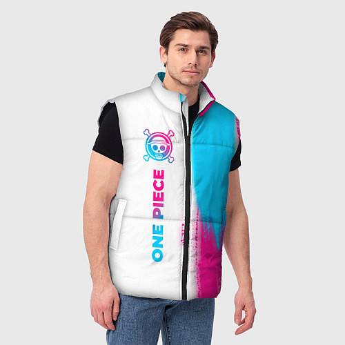 Мужской жилет One Piece neon gradient style: по-вертикали / 3D-Черный – фото 3