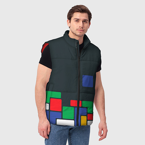 Мужской жилет Падающий блок тетрис / 3D-Красный – фото 3