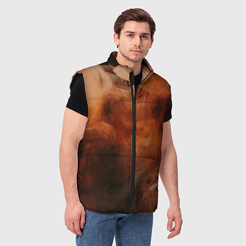 Мужской жилет Оранжевый абстрактный дым / 3D-Черный – фото 3