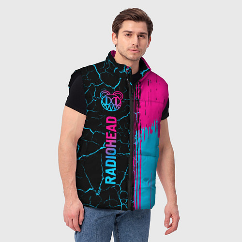 Мужской жилет Radiohead - neon gradient: по-вертикали / 3D-Черный – фото 3