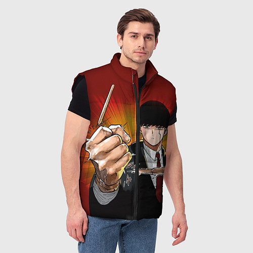 Мужской жилет Магия и мускулы - Мэш ломает палочку / 3D-Черный – фото 3