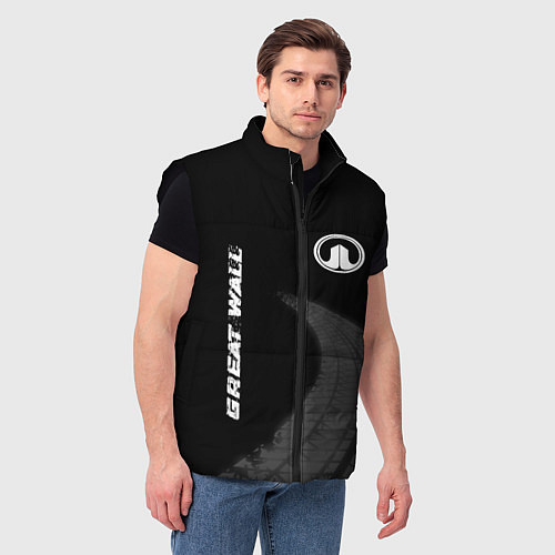 Мужской жилет Great Wall speed на темном фоне со следами шин: на / 3D-Черный – фото 3