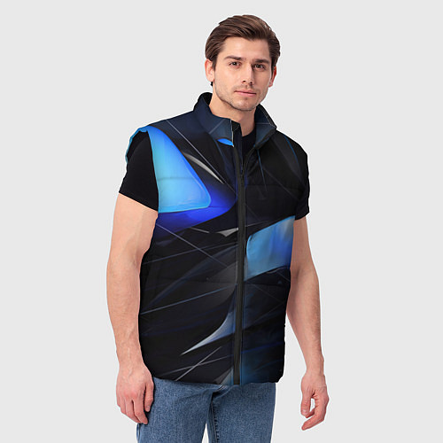 Мужской жилет Black blue elements / 3D-Черный – фото 3
