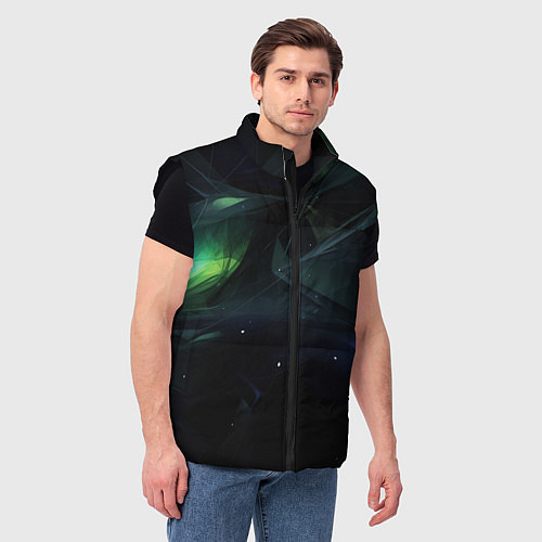 Мужской жилет Dark green black elements / 3D-Черный – фото 3