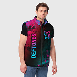 Мужской жилет Deftones - neon gradient: надпись, символ, цвет: 3D-черный — фото 2