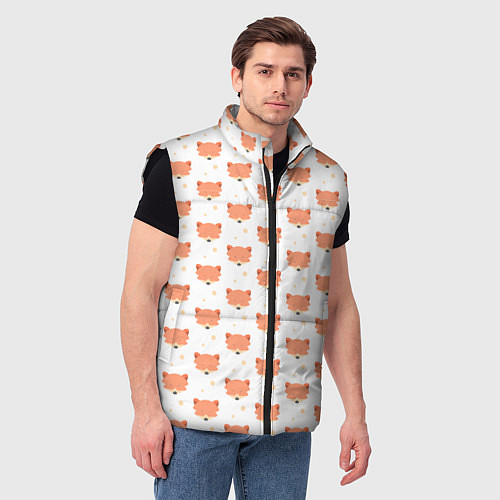 Мужской жилет Паттерн милая лиса / 3D-Черный – фото 3