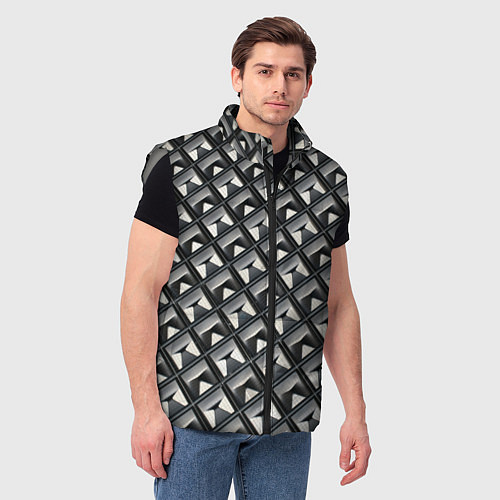 Мужской жилет Текстура металла / 3D-Светло-серый – фото 3