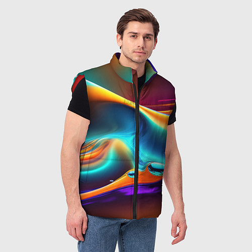 Мужской жилет Абстракция - жидкость / 3D-Красный – фото 3