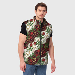 Мужской жилет Романтика - сердечки и розы, цвет: 3D-черный — фото 2