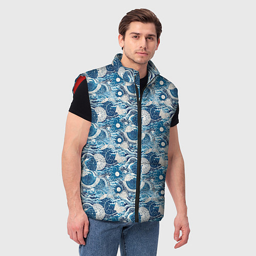Мужской жилет Волны паттерн / 3D-Красный – фото 3