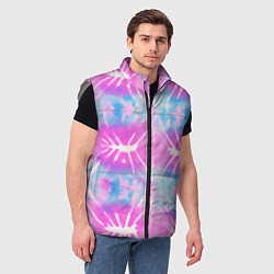 Мужской жилет Голубо-розовый узор тай-дай, цвет: 3D-светло-серый — фото 2
